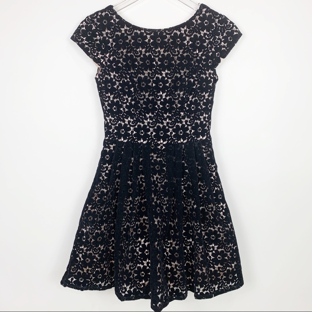 B. Darlin black suede cutout dress nude lining